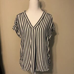 Philosophy Blue and White Striped V-Neck Blouse